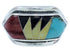 Southwest Jewelry Silver Multicolor Inlay Ring Size 8 YS72409
